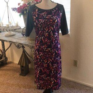 NWOT LuLaRoe charcoal gray, navy and pink shift dress NWOT